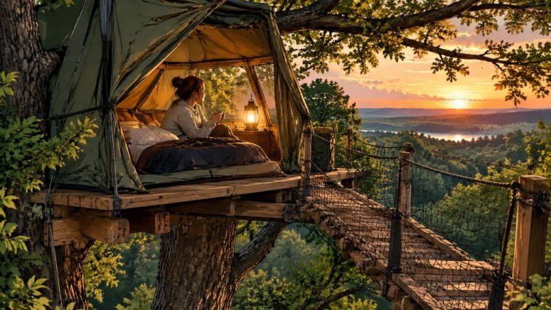 Camping dans un arbre : une nuit insolite au plus près de la nature